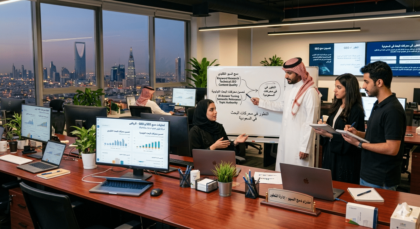 تصدر محركات البحث 2026: الدليل التقني لـ تصدر نتائج البحث جوجل 1 دمج السيو التقليدي مع تحسين محركات البحث التوليدية (GEO)