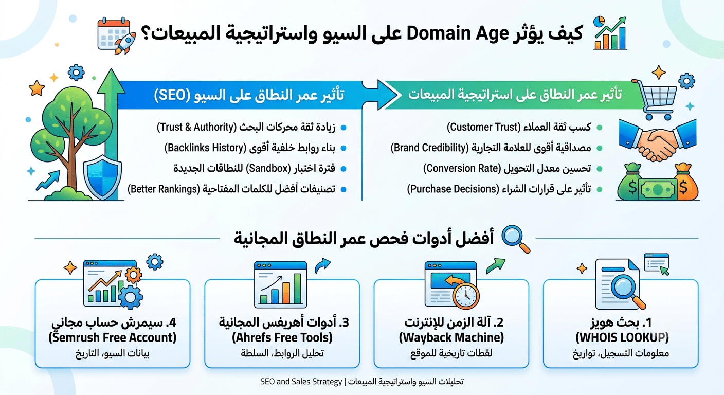 كيف يؤثر Domain Age على السيو واستراتيجية المبيعات؟ , وأفضل أدوات فحص عمر النطاق المجانية 1 كيف يؤثر Domain Age على السيو واستراتيجية المبيعات